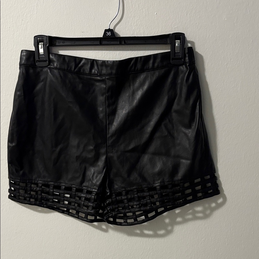 Black Faux Leather Women Shorts